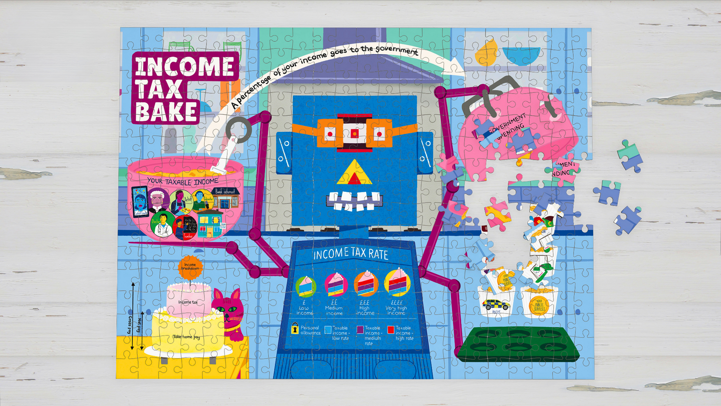 Child building 250 piece educational jigsaw puzzle