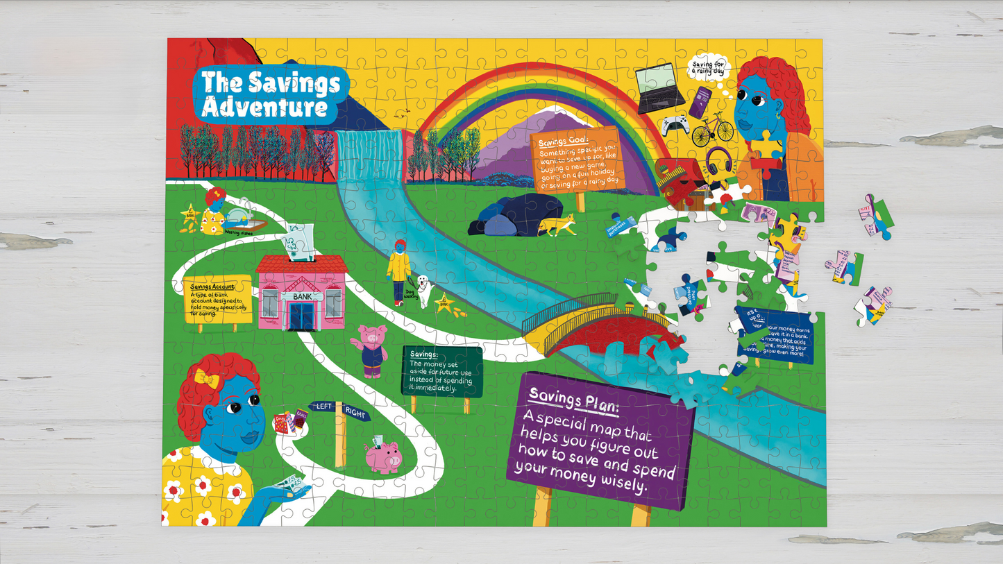 Educational 250-piece savings adventure jigsaw puzzle for kids